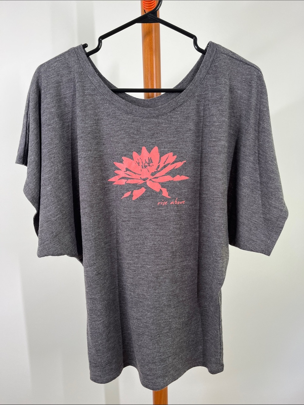 Women's Gray Relaxed Tee with Pink Floral Print